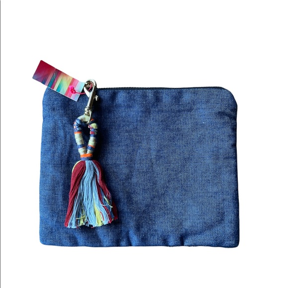 Blue Camouflage Bluma Project Handmade Sustainable Clutch with Tassle Ke… - Picture 4 of 4